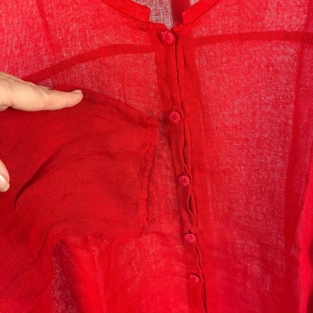 Eileen Fisher 100% Linen Red Button Front Tunic 1X - Picture 3 of 7